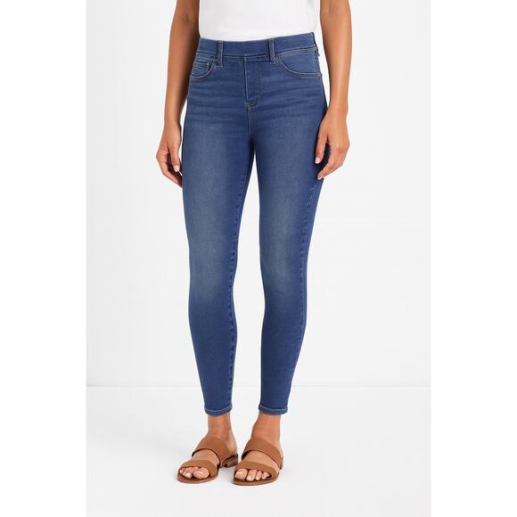 Spanx SZ S Distressed Denim Pull-On Pants High Rise Distressed Leggings Jeans - Picture 1 of 5